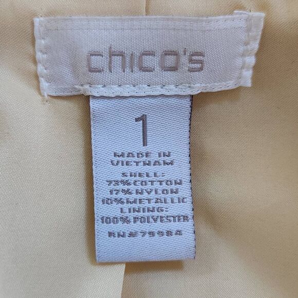 Chico's Yellow Blazer with Crinkle Fabric and Sheen Size Medium Yellow Blazer - Picture 7 of 9